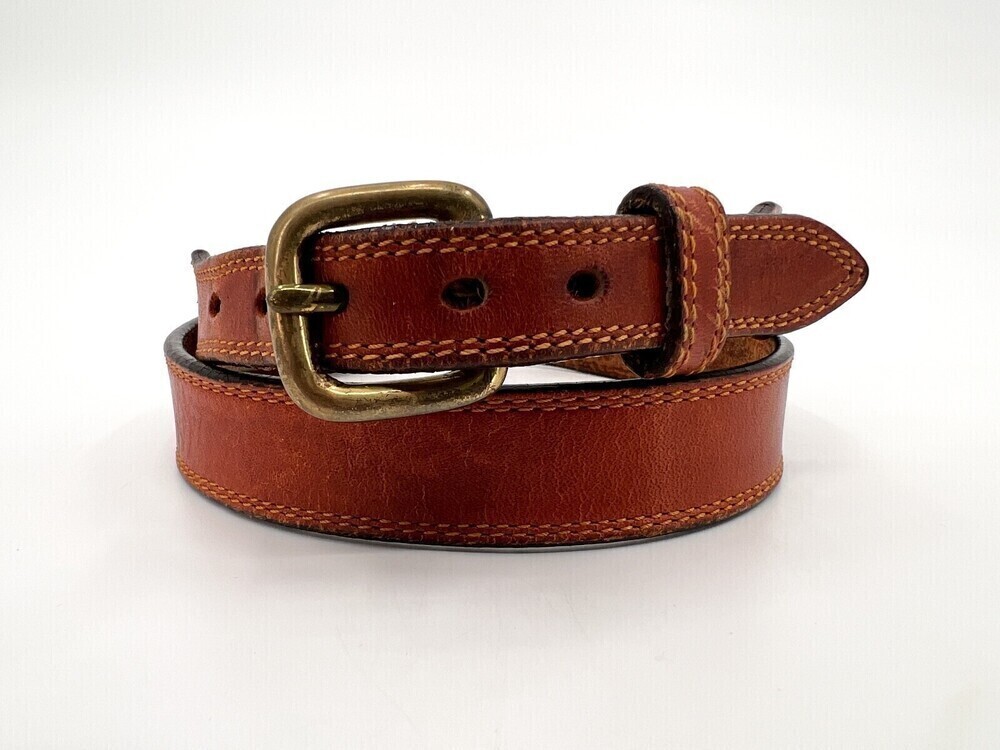 Leegin Belt Women 32 Brown Genuine Leather Feather Brass Buckle